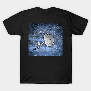 Geometric Rose, Galactic Rose (Light Blue Galaxy) T-Shirt